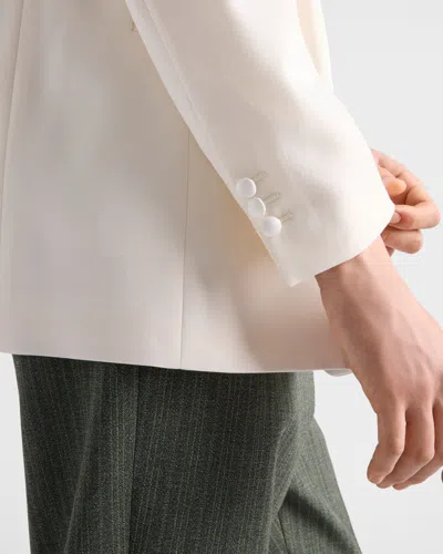 Prada Shawl-collar Wool Jacket In White