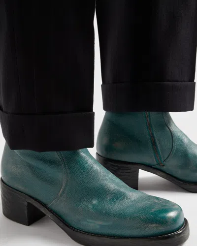 Prada Leather Booties In Blue