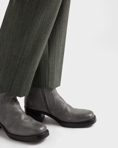 Prada Leather Booties In Gray