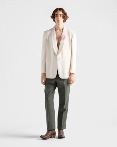 Prada Pinstriped Wool Blend Pants In Green