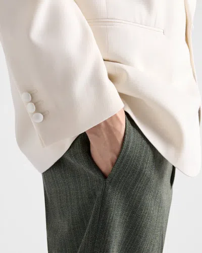 Prada Pinstriped Wool Blend Pants In Green
