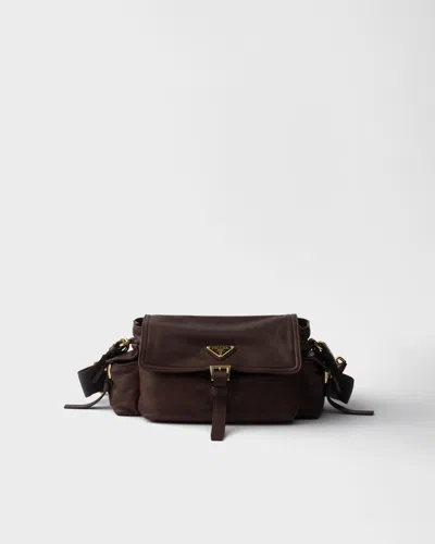 Prada Explore Medium Nappa Leather Shoulder With Flap Bags In Brown