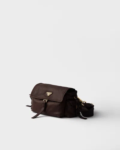 Prada Explore Medium Nappa Leather Shoulder With Flap Bags In Brown