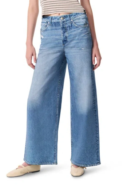 Rag & Bone Miramar Sofie High Waist Ankle Wide Leg Terry Sweatpant Jeans In Blue