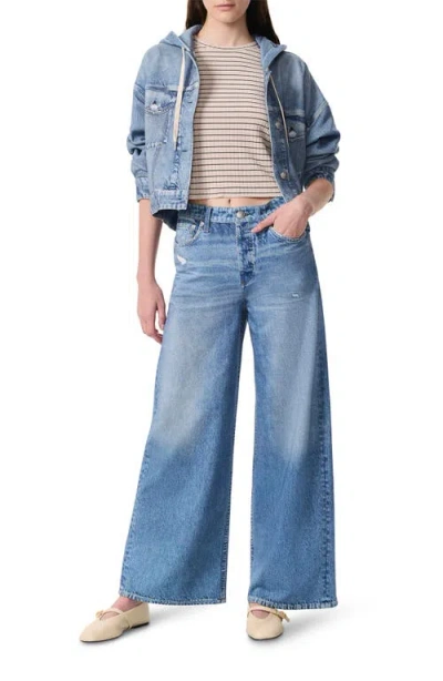 Rag & Bone Miramar Sofie High Waist Ankle Wide Leg Terry Sweatpant Jeans In Blue