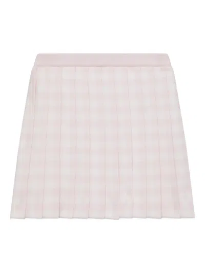 百褶格纹迷你半身裙