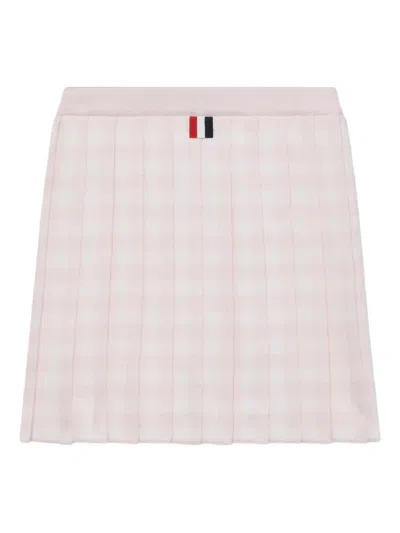 百褶格纹迷你半身裙