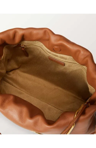 Veronica Beard Stash Leather Drawstring Clutch In Brown