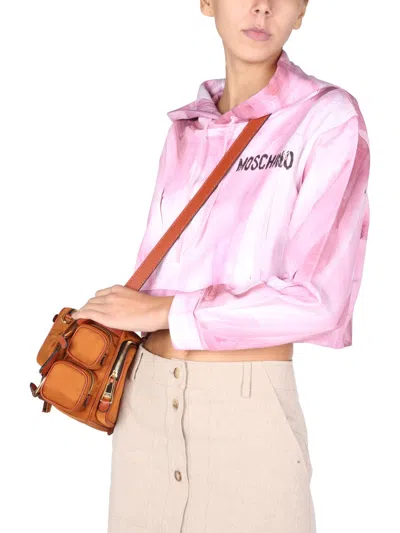 Moschino Couture Art Theme Cropped Sweatshirt In Pink