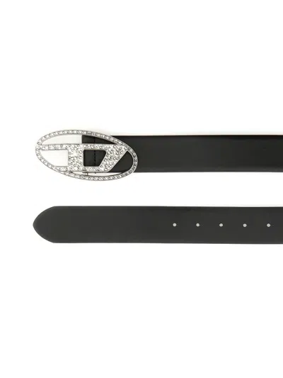 Diesel Black B-1dr Strass Belt In Black