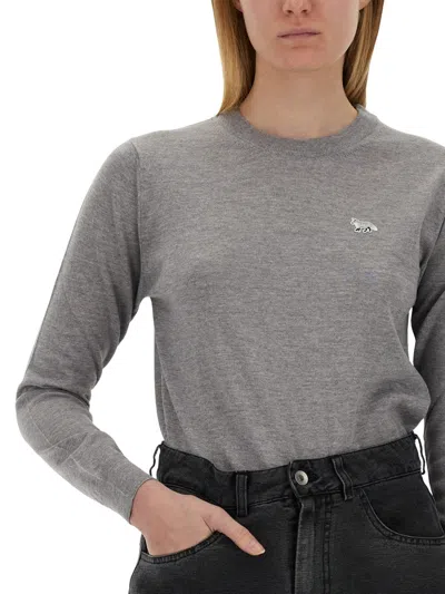 Maison Kitsuné "baby Fox" Jersey In Gray