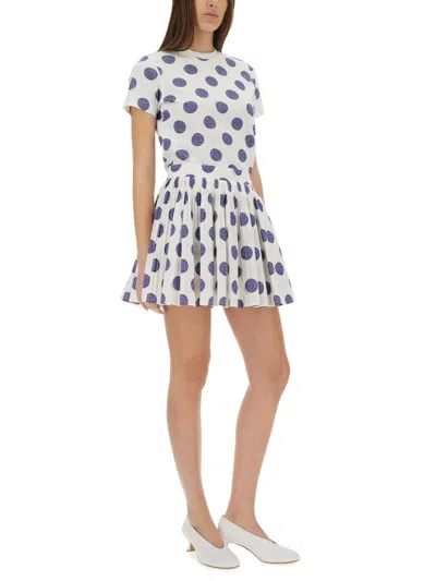Moschino Couture Ballpoint Pen Polka Dots Pleated Skirt In White