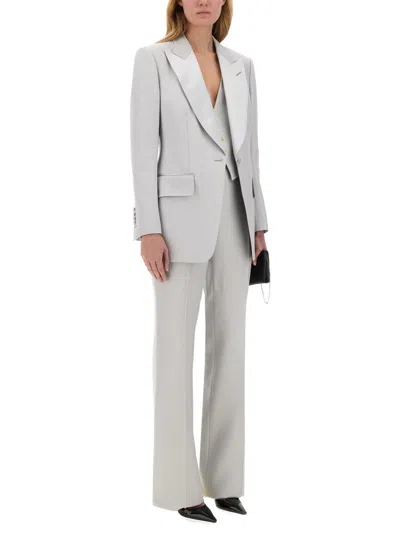 Tom Ford "barathea" Silk Wool Vest In White