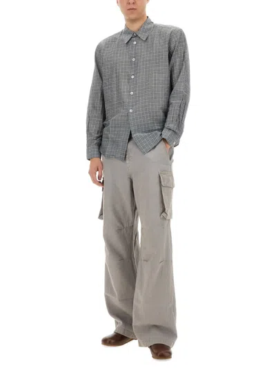 Our Legacy Checked Pattern Button-down Collar Shirt In Gray