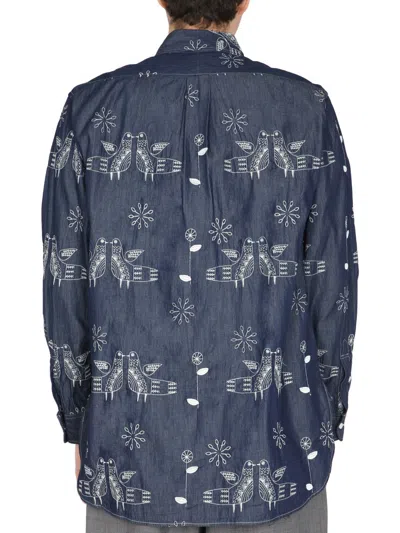 Engineered Garments "bird" Embroidery Shirt In Black