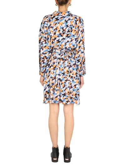 Kenzo Abstract-print Drawstring-waist Midi Dress In Multi