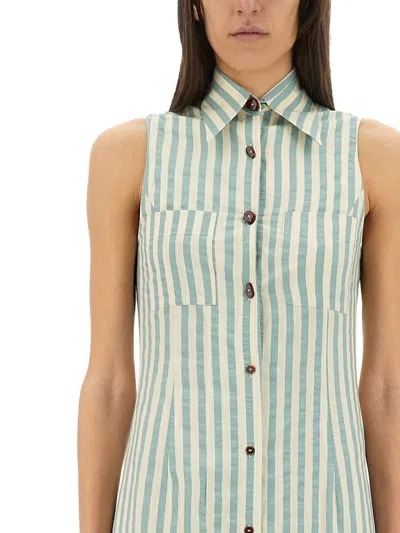 Alysi Colorful Stripes Chemisier Dress In Green