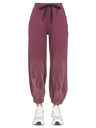 Vision Of Super "corrosive Flames" Pants In Burgundy