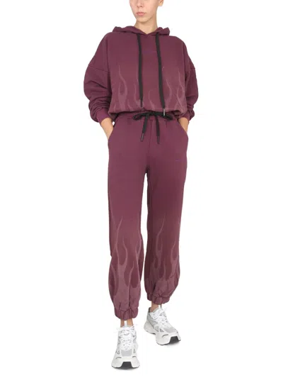 Vision Of Super "corrosive Flames" Pants In Burgundy