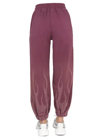 Vision Of Super "corrosive Flames" Pants In Burgundy