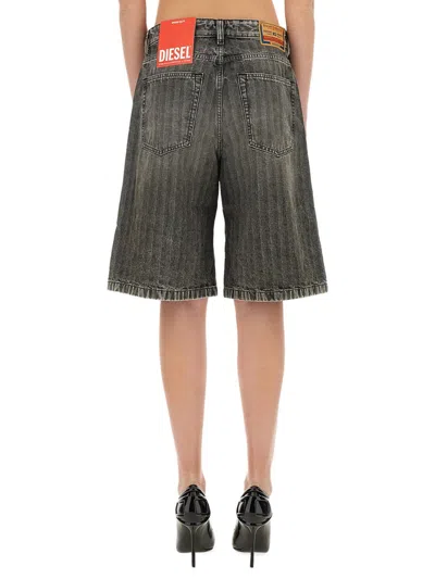 Diesel "desire" Distressed Denim Shorts With Frayed Hem In Black