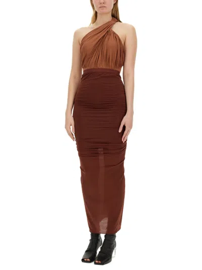 Rick Owens "drapped Lido" Bodysuit In Brown