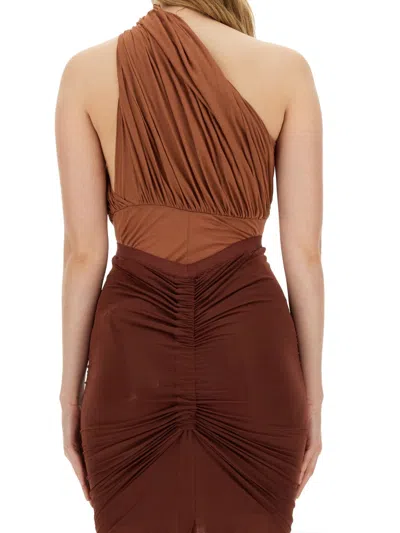 Rick Owens "drapped Lido" Bodysuit In Brown