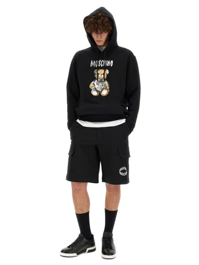 Moschino "drawn Teddy Bear" Sweatshirt In Black