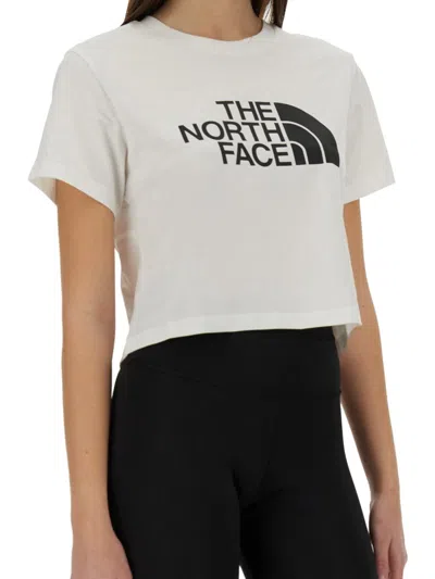 The North Face Logo Cotton Jersey Cropped T-shirt In White