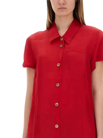 Khaite Red Organza Effy Shirt Dress In Red