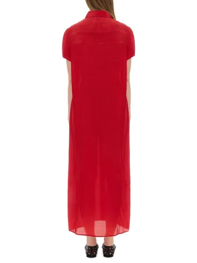 Khaite Red Organza Effy Shirt Dress In Red