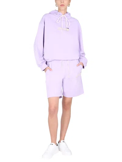Msgm "fantastic Green" Bermuda In Purple