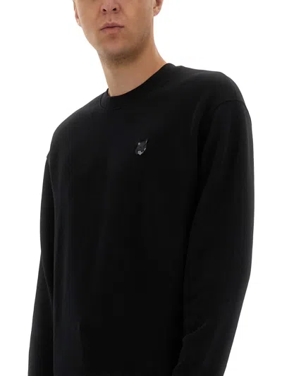 Maison Kitsuné Ribbed Crew Neck Sweater With Long Sleeves In Black