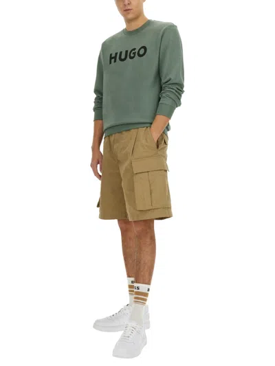 Hugo Boss Hugo French Terry Sweatshirt With Logo In Green