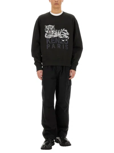 Kenzo "happy Tiger" Sweatshirt In Black