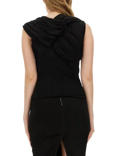 Rick Owens Harness T Draped Top In Black