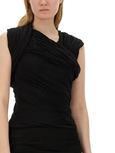 Rick Owens Harness T Draped Top In Black