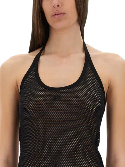 Courrèges Cotton Long Tank Dress In Black