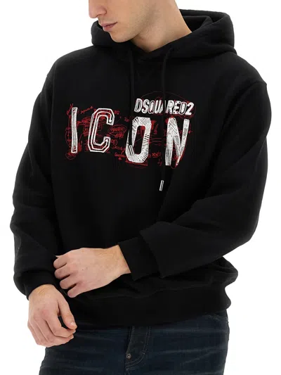 Dsquared2 Icon Scribble Cool Fit Sweatshirt In Black