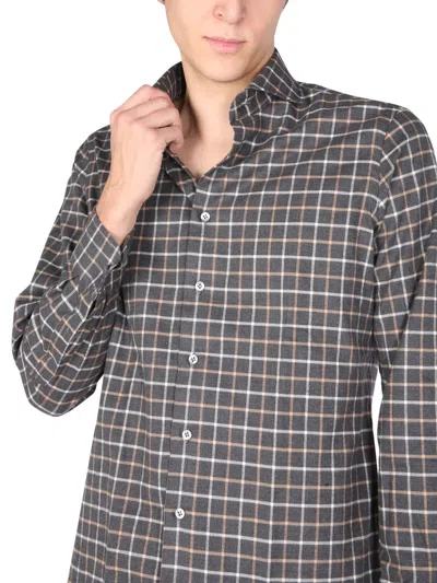 Lardini Checked-pattern Shirt In Gray
