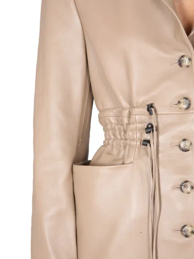 The Mannei Irbid Mini Leather Dress In Burgundy