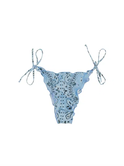 Mc2 Saint Barth Paisley Halter Tie-side Triangle Bikini In Blue