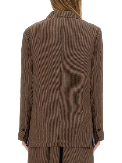 Alysi "micro Stripes" Blazer In Brown
