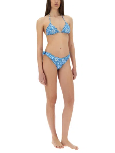 Mc2 Saint Barth Floral-print Bikini Briefs In Blue