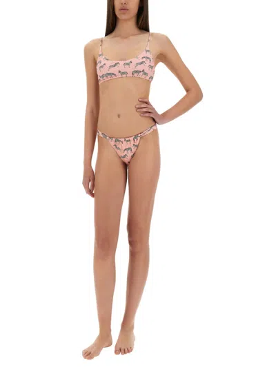Mc2 Saint Barth Zebra-print Bikini Bottom In Pink
