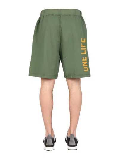 Dsquared2 Logo Print Green Track Shorts In Green