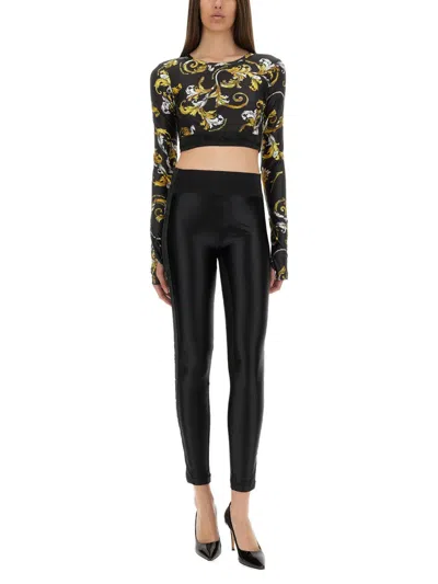 Versace Jeans Couture Outline Baroque Short Top In Black