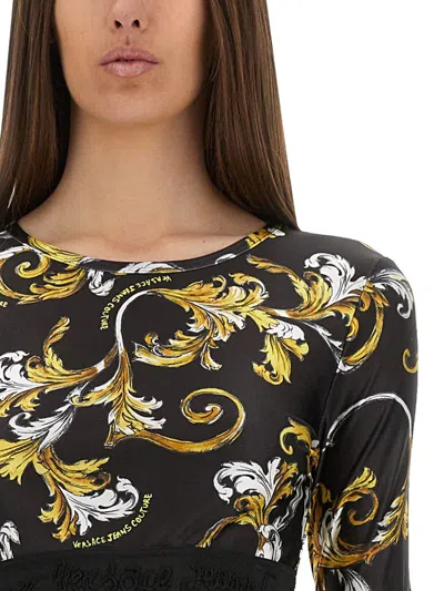 Versace Jeans Couture Outline Baroque Short Top In Black