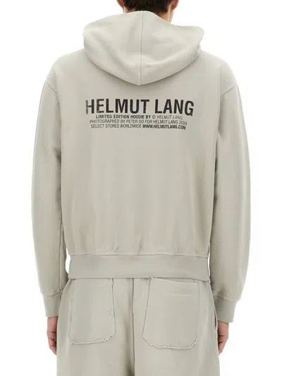 Helmut Lang Graphic Print Hooded Sweatshirt In Gray