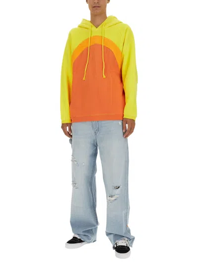 Erl Unisex Rainbow Hoodie Knit In Orange